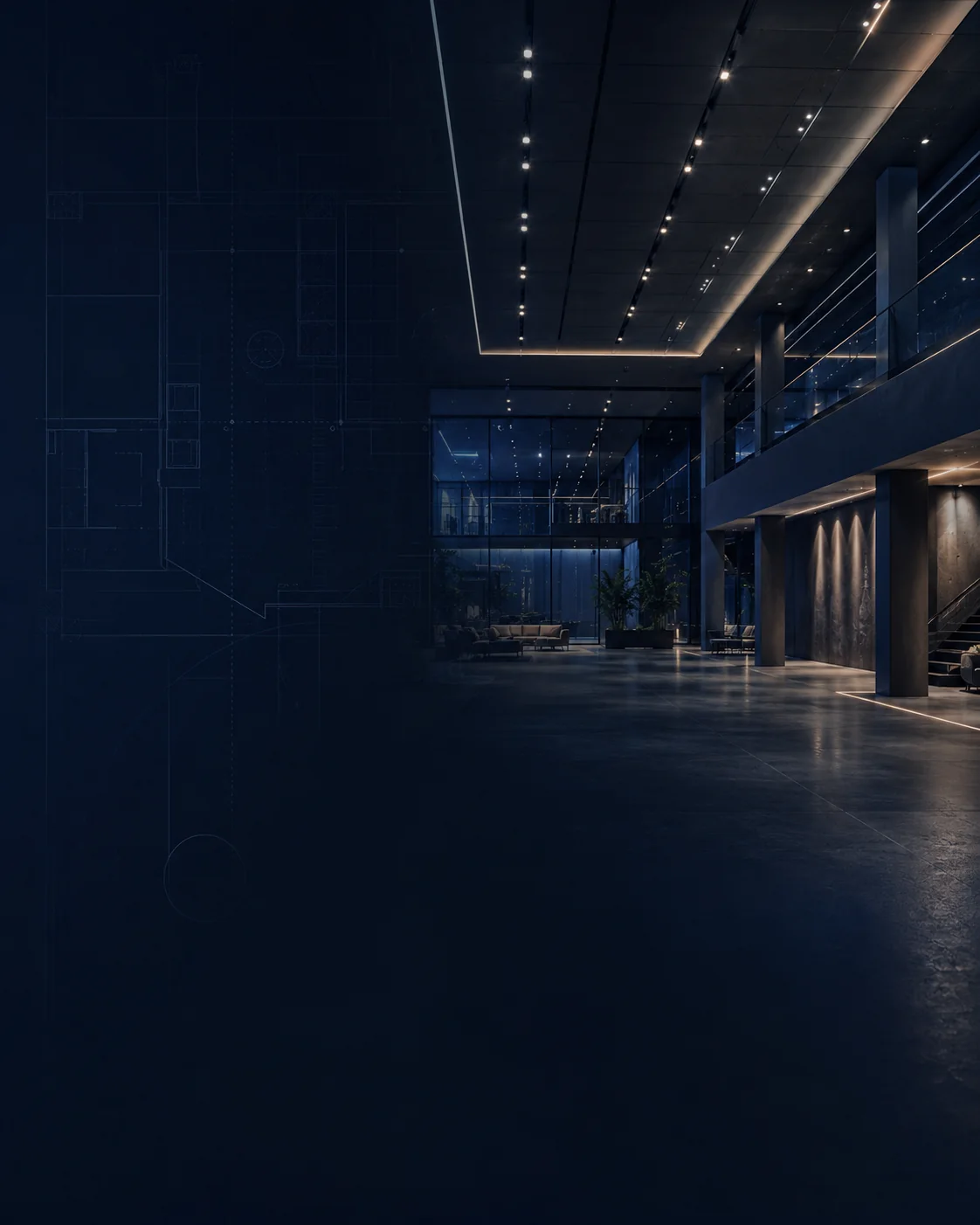 Ambiente comercial com iluminação profissional planejada