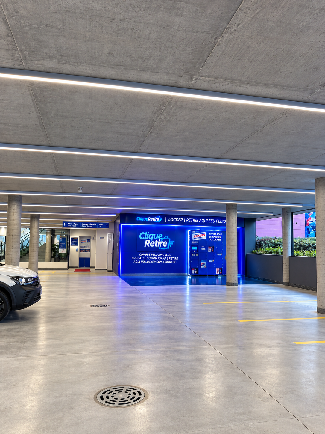 Área de estacionamento e Clique Retire com iluminação LED
